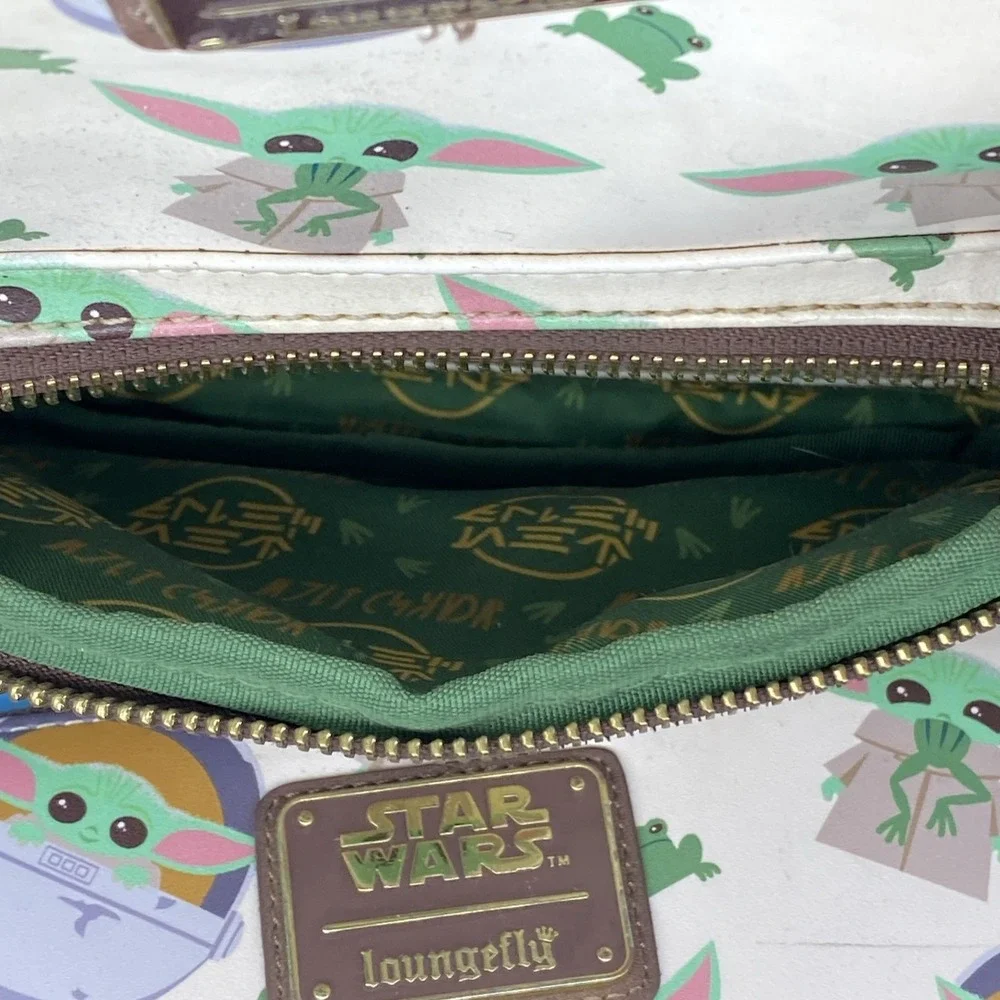 Loungefly The Child Grogu Frogs Mini Backpack Matching Flap Wallet Set Disney